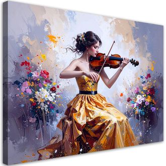 Feeby Cuadro Sobre Lienzo Chica Tocando El Viol&iacute;n 100x70