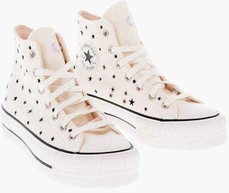 Converse Zwarte en Witte Canvas Hoge Sneakers