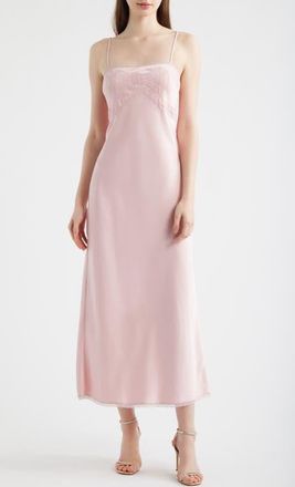 LoveShackFancy Isolie Lace Satin Maxi Dress in Potpourri Pink at Nordstrom, Size Xx-Small