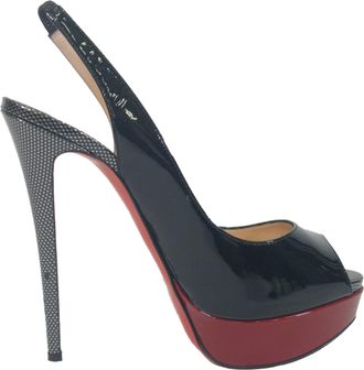 Christian Louboutin Christian Louboutin Lady Peep Sling 150 pumps in zwart lakleer