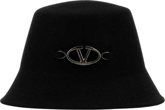 Valentino Garavani Felt Bucket Hat - Dames - Hoeden - Zwart - 56 CM - Wol - Accessoires