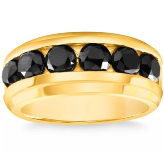 Pompeii3 4 3/8Ct TW Black Diamond Mens Ring 10k Yellow or White Gold