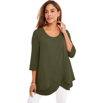 Jessica London Double Layer Tunic in Dark Olive Green at Nordstrom, Size 24