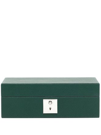 Smythson Panama leather watch box - unisex - Calf Leather/Nubuck Leather - One Size - Green