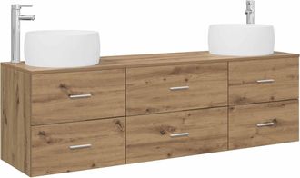 vidaXL Juego De Muebles De Ba&ntilde;o 3 Uds. Roble Artisan Vidaxl