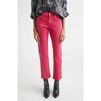 R13 Romeo Distressed Crop Slim Straight Leg Jeans in Fuchsia Stretch at Nordstrom, Size 26