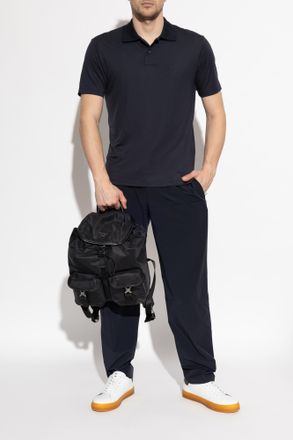 Emporio Armani Polo With Embroidered Logo, Mens, Navy Blue