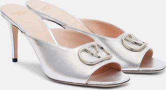 Valentino Garavani VLogo metallic leather mules