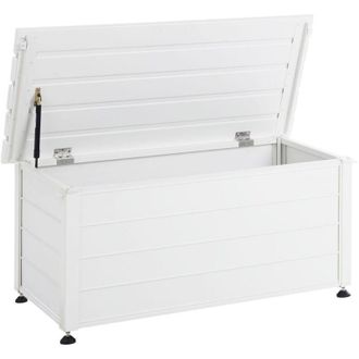 Beliani Mobile portaoggetti da giardino Alluminio 113x50 cm Mobili da giardino Portaoggetti Bianco Campalto