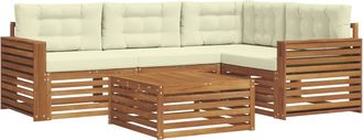 vidaXL Conjunto De Sof&aacute;s De Exterior 5 Uds. Natural Y Crema Vidaxl