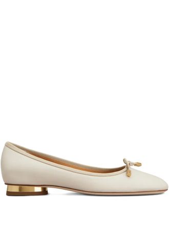 Tod's bow-detail ballet flats - women - Calf Leather/Calf Leather/Calf Leather/Rubber - 36.5 - Neutrals