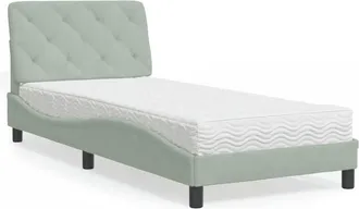 vidaXL Cama Con Colch&oacute;n Terciopelo Gris Claro 90x200 Cm Vidaxl