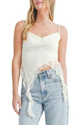 All in Favor Seaweed Embroidery Asymmetric Camisole in Ivory at Nordstrom, Size Large