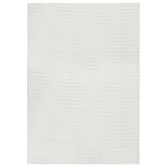 Beliani Alfombra Para Sal&oacute;n Estilo Moderno Forma Rectangular Jacquard 160 X 230 Cm Pelo Corto Blanco Crema Tamirel