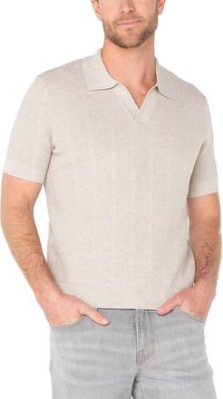 Liverpool Texture Stripe Polo Sweater in Oatmeal at Nordstrom, Size Xx-Large