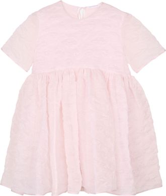 Cecilie Bahnsen Matelass&eacute; Babydoll Dress with Floral Motif and Bow Closure