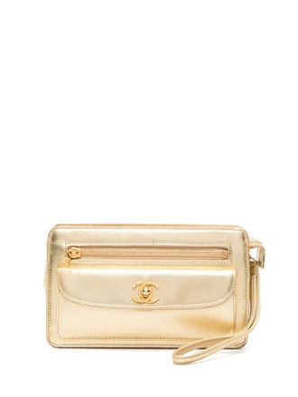 Chanel 1996-1997 CC turn-lock clutch bag - women - Leather - One Size - Gold