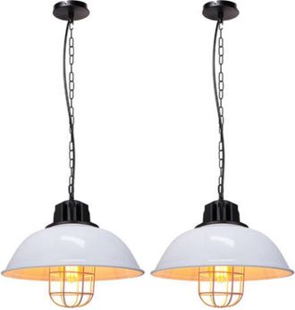 OEM 2 L&aacute;mparas Colgantes Retro, L&aacute;mpara De Metal Y Hierro, L&aacute;mpara De Techo Vintage Para Interiores, Blanca, Para Cafeter&iacute;a, Oficina, Bar, Club, &Oslash;33cm