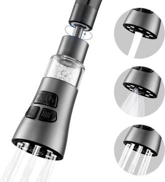 No Brand Grifo De Lavabo Con Filtro, Juego De Filtro Giratorio De 360&deg; Con 9 Accesorios, Extensor De Rociador Con 3 Posiciones, Purificador De Agua Que Elimina
