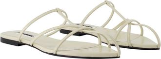 Jil Sander Womens Leather Strappy Sandal White Goatskin