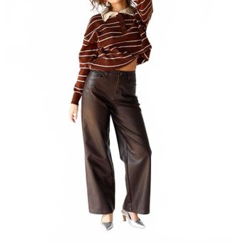Skies Are Blue Clothing Mayhem Faux Leather Pants In Mocha Brown