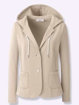 Heine Sweatblazer HEINE Sweatblazer, Damen, Gr. 34, sand, 76% Polyester, 20% Viskose, 4% Elasthan, Blazer Sweatblazer