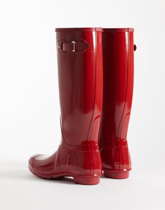 Hunter Original - Stivali da pioggia lucidi color merlot-Rosso