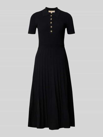 Michael Kors Polokleid aus Viskose-Mix mit Knopfleiste in Black, Gr&ouml;&szlig;e XS