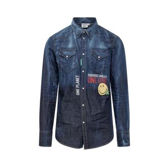 Dsquared2 Denim Overhemd - Heren - Spijkeroverhemden - Blauw - M - Denim - Overhemden