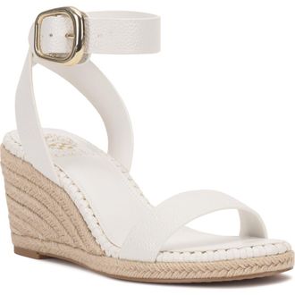 Vince Camuto Fainel Espadrille Ankle Strap Platform Wedge Sandal in Bianco at Nordstrom, Size 5.5