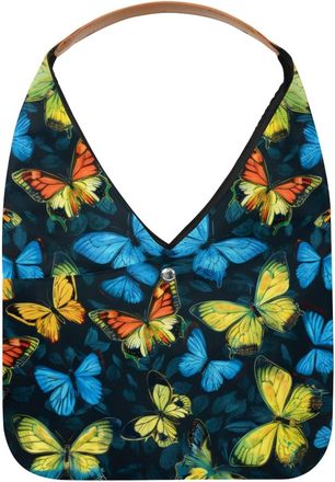 Generic Butterfly Colorful Pattern Reusable Lightweight Grocery Bags - Foldable Into Compact Pouch, Washable & Sturdy, Multipurpose for Shopping and Travel