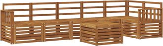 vidaXL Conjunto De Sof&aacute;s De Exterior 7 Uds. Natural Poli&eacute;ster Vidaxl
