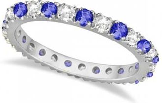 Allurez Tanzanite & Diamond Eternity Stackable Ring Band 14K White Gold (0.75ct)