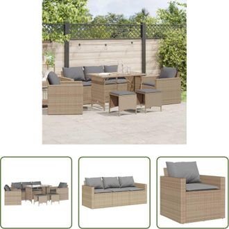 vidaXL Poltrona da giardino - Set Divano da Giardino 6 pz con Cuscini Beige in Polyrattan