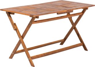 Beliani Beliani - Mesa De Comedor De Jard&iacute;n De Madera Oscura De Acacia 140 X 75 Cm Para 6 Personas Rectangular Cento