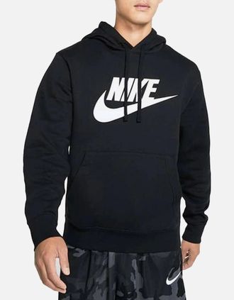 Nike Mens NIKE Mens Hoodie BV2973 Sportswear Club Fleece Graphic Pullover Sweats S M L XL - Black - Size: 36