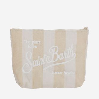 MC2 Saint Barth Striped Canvas Clutch - Beige