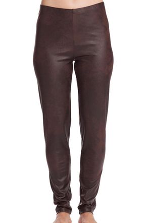 Angel Microfiber Leather Pant In Brown