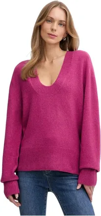 Benetton Trui met ronde hals - Dames - Truien - Paars - Maat: XS Wol