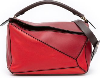 Loewe Pre-owned Womens Puzzle Shoulder Bag - Red Leather - One Size
