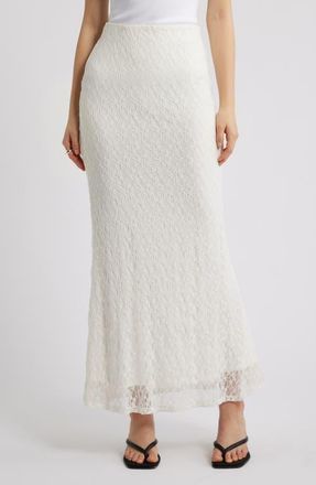 Open Edit Sheer Lace Maxi Skirt in Ivory at Nordstrom, Size X-Small