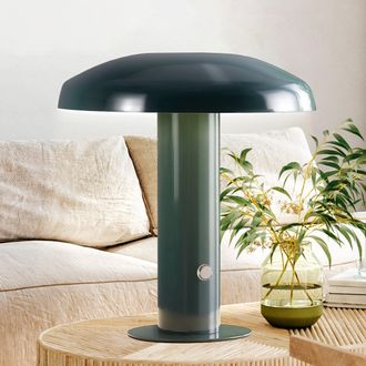 Jonathan Y Designs Suillius 11 Contemporary Bohemian Rechargeable/Cordless Iron Integrated LED Mushroom Table Lamp