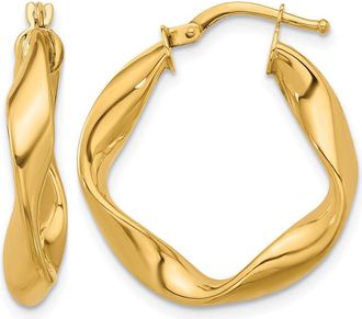 Diamond2Deal 14K Yellow Gold Small Twisted Hoop Earrings
