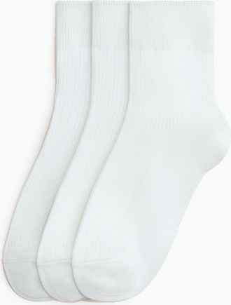 H&M 3er-Pack Gerippte Kurzsocken - White