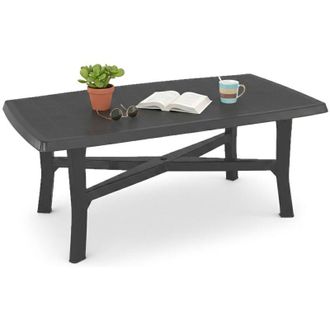 Dmora Tavolo da Esterno Rasura, 6 Posti, Lunghezza Massima 180 cm Made in Italy, Finitura Effetto Quadrettato, 180x100x72h cm Nero Antracite