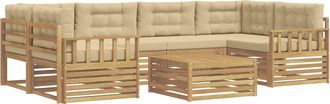 vidaXL Conjunto De Sof&aacute;s De Exterior 7 Uds. Y Beige Poli&eacute;ster Vidaxl