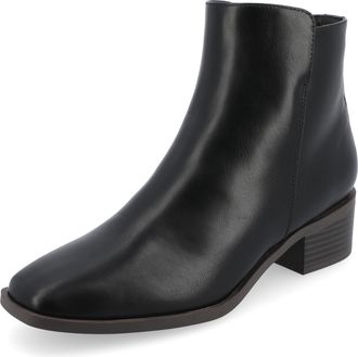 Journee Collection Womens Cappri Square-Toe Booties, Black, 7.5 UK Wide