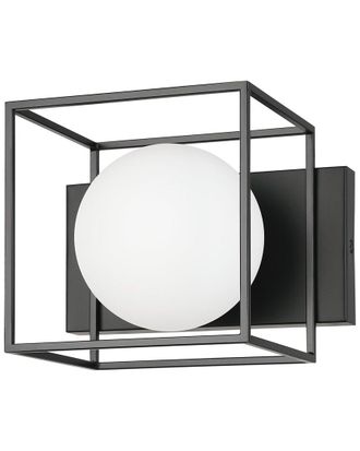 Eglo Eglo Grayson 1 Light Ceiling Or Wall Light With Matte Black Finish & White Sphere Glass