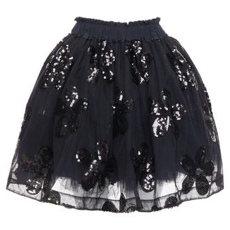 Simone Rocha black floral sequin embellished tulle tutu skirt UK4 XXS