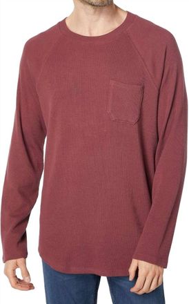 Paige Abe Long Sleeve Waffle Knit Baseball Tee Shirt In Red Velvet